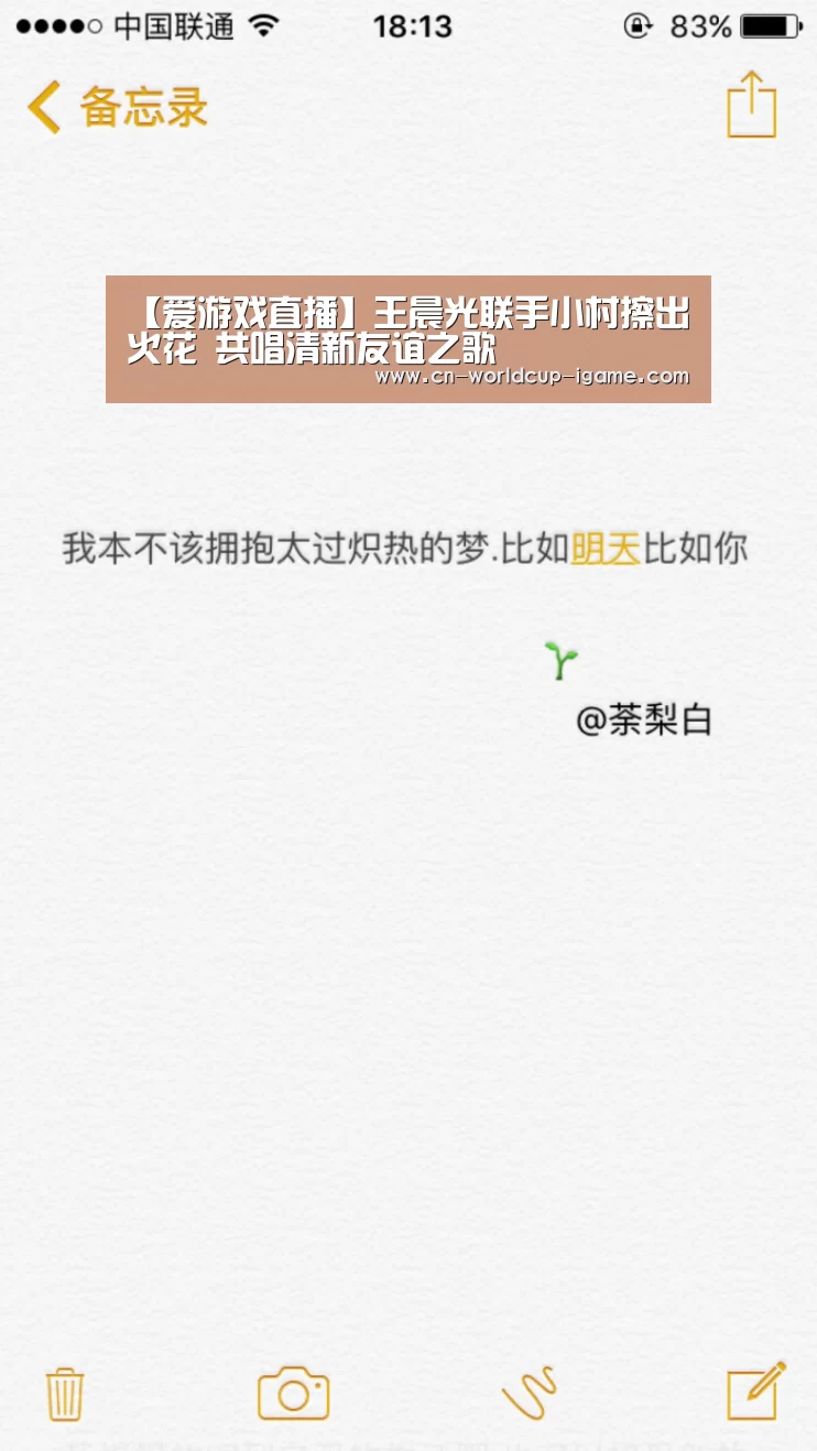 【爱游戏直播】王晨光联手小村擦出火花 共唱清新友谊之歌(图4) 爱游戏官网